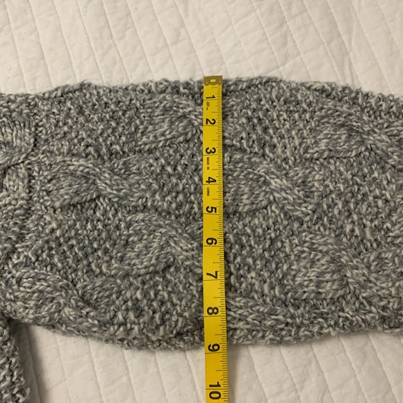 HANDKNIT wool fisherman cable knit sweater crew neck long sleeves grey size XL - Picture 8 of 9